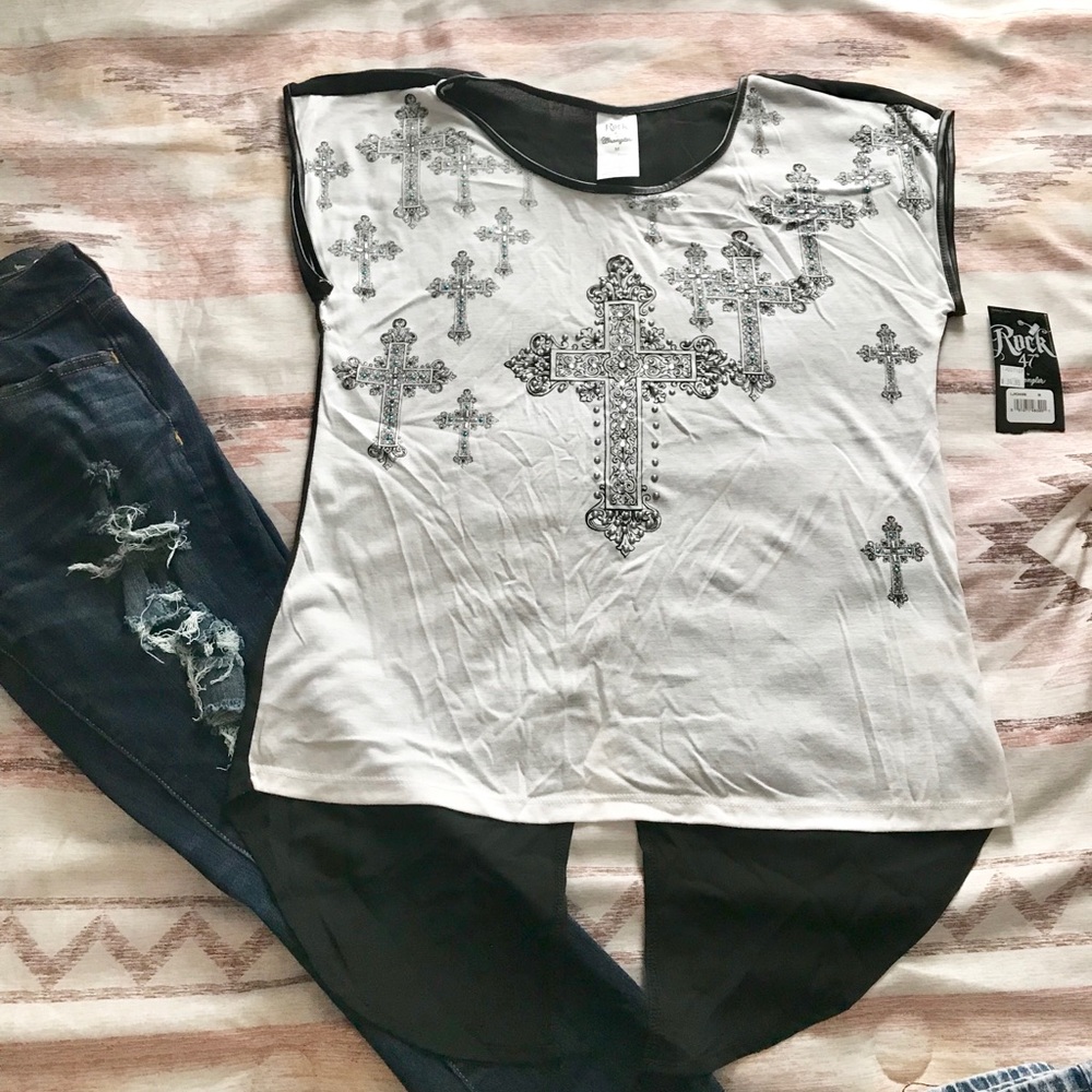 Rock 47 By Wrangler Studded Cross Top